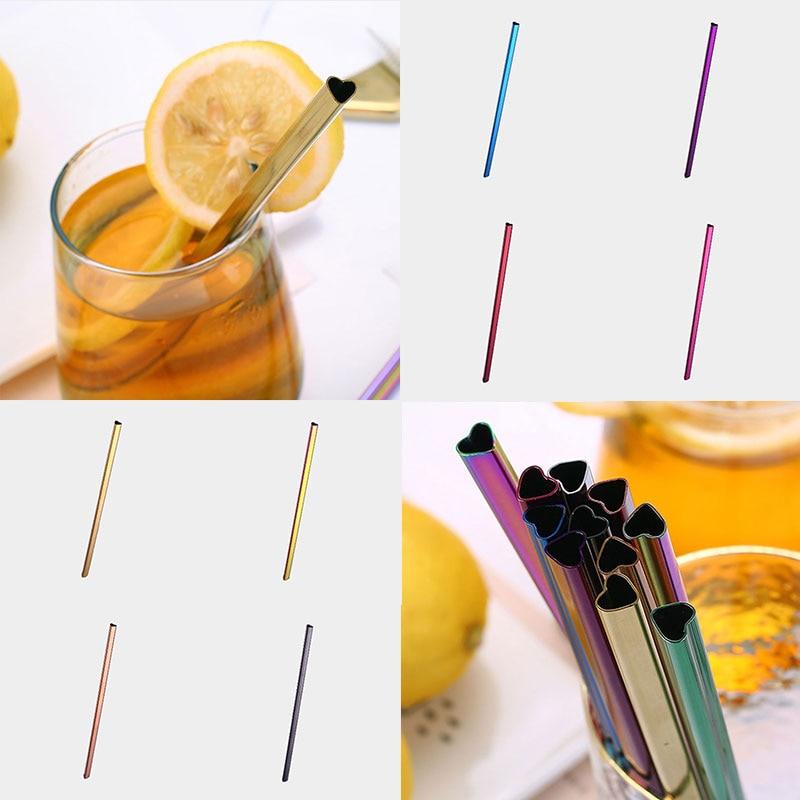 Drinking Straw Reusable Metal Straw Set Heart-shaped Bubble Tea Straws - Nioor