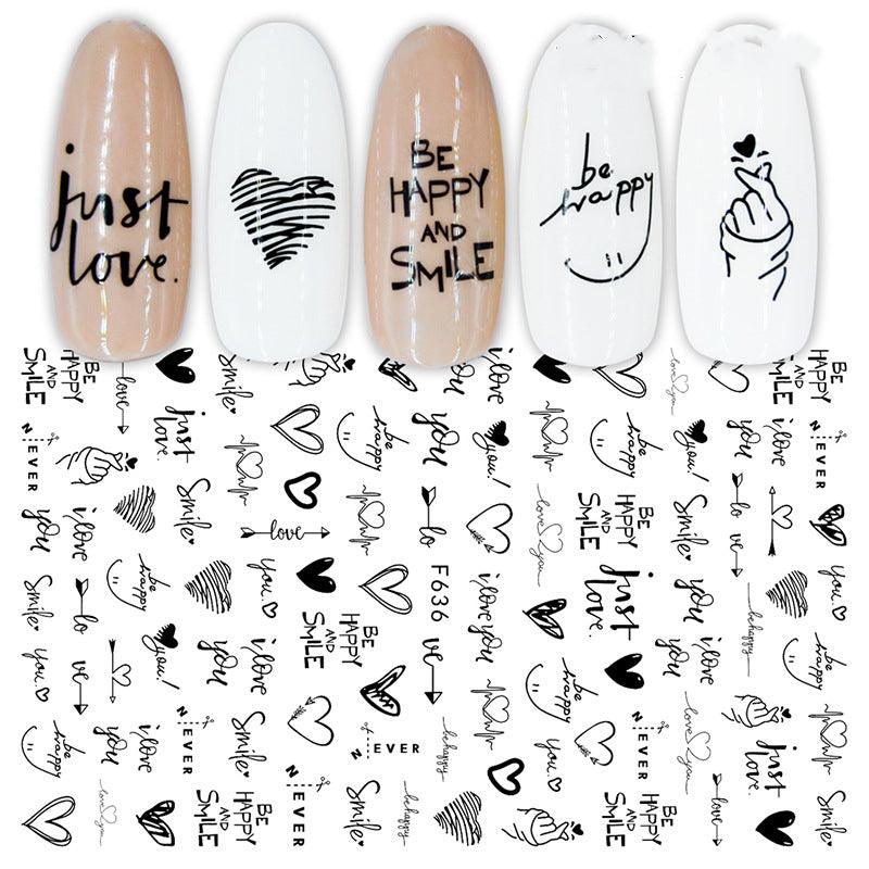 Summer Fruit Black and White Hot Gold and Silver Nail Stickers Nail Decals - Nioor