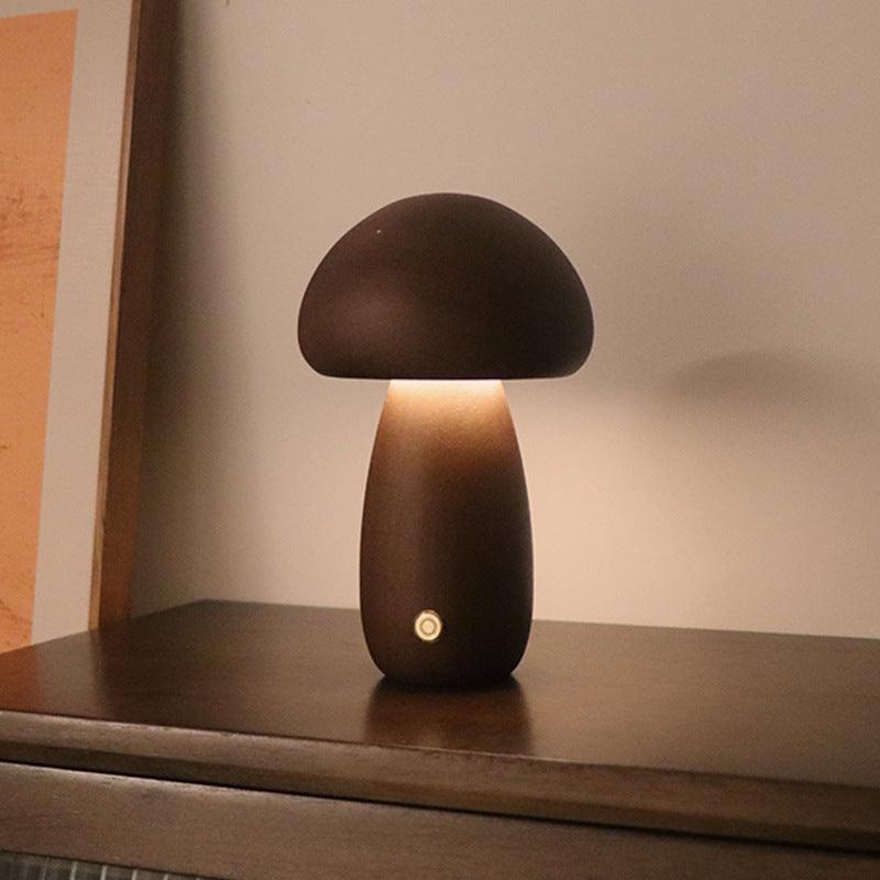 INS Wooden Cute Mushroom LED Night Light With Touch Switch Bedside Table Lamp For Bedroom Childrens Room Sleeping Night Lamps Home Decor - Nioor