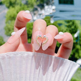 Nail Art DIY Love Heart Alloy Jewelry Nail Piece Nail Decoration Rhinestone - Nioor