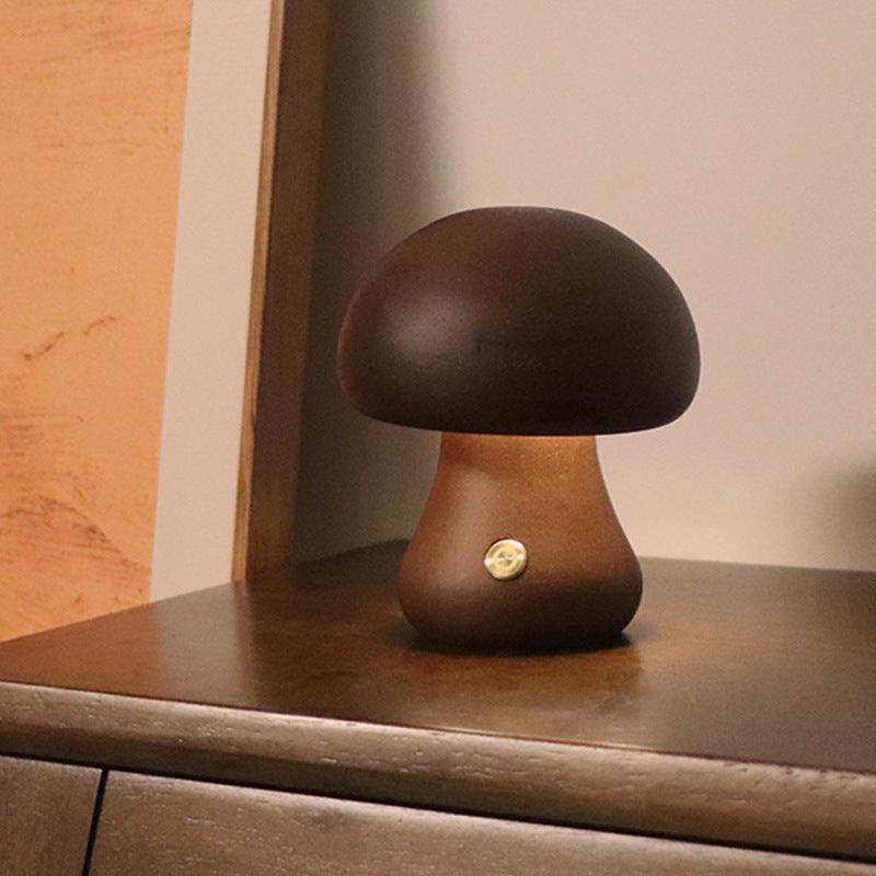 INS Wooden Cute Mushroom LED Night Light With Touch Switch Bedside Table Lamp For Bedroom Childrens Room Sleeping Night Lamps Home Decor - Nioor