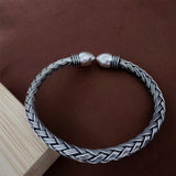 S999 Pure Silver Hand-woven Personalized Retro And Fashion All-matching Bracelet