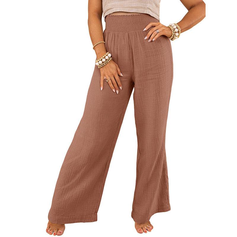 Slim-fit Slimming Solid Color Casual Trousers - Nioor