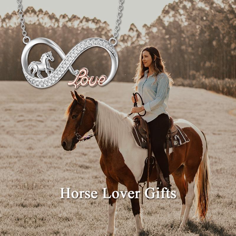 Horse Infinity Love Necklace Sterling Silver Jewelry Gift for Women - Nioor