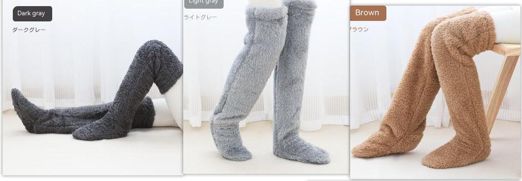 Over Knee High Fuzzy Long Socks Winter Warm Cold Leg Knee Joint Cold-proof Stockings Home Floor Sleeping Socks - Nioor