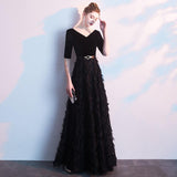 Black Evening Dress Women Noble Elegant And Slim - Nioor