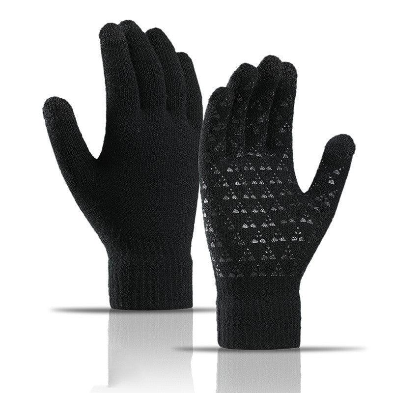 Winter Knitted Gloves For Men And Women Warm Cycling Anti-Cold Anti-Slip Triangular Offset Warm Gloves - Nioor