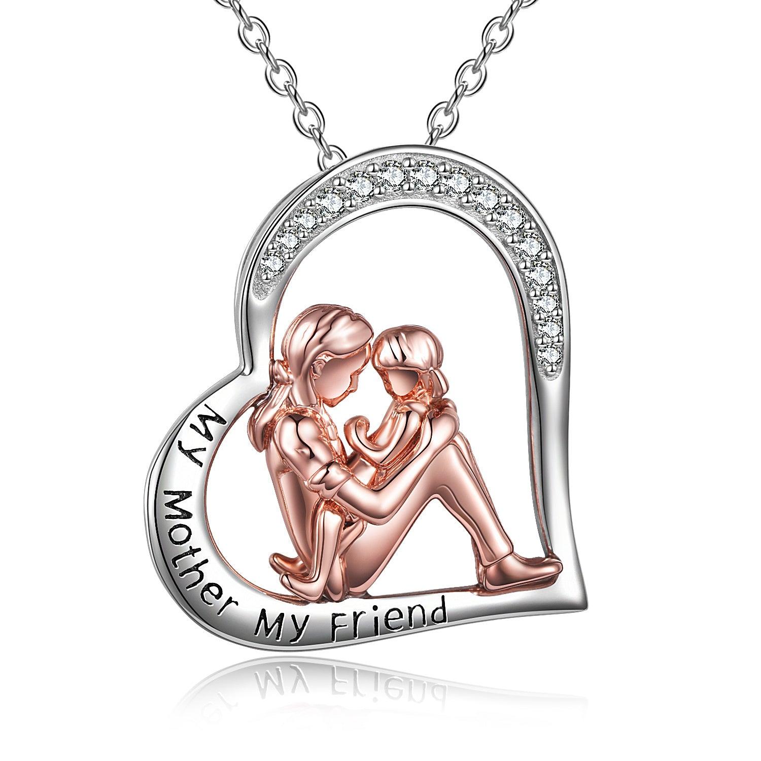 Mother Daughter Necklace 925 Sterling Silver Engraved My Mother My Friend Jewelry Mothers Day Birthday Gifts for Mom from Daughter - Nioor