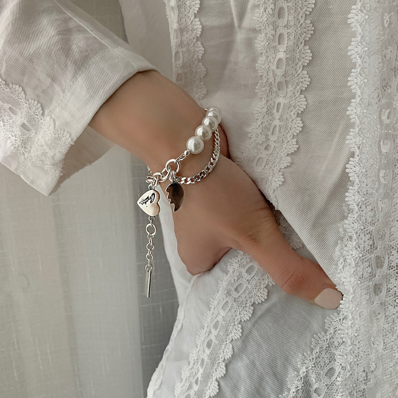 Retro Love Letter Bracelet Double-layer Pearl Bracelet