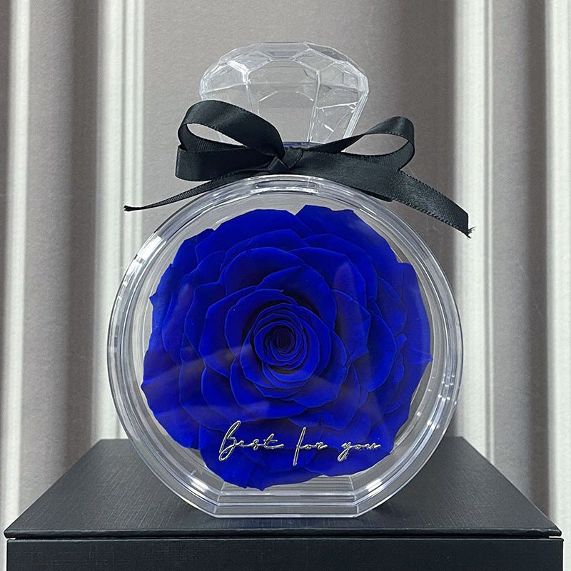 Natural Eternal Flower Ornaments Transparent Cover Dried Rose Gift Box For Christmas New Year Valentine's Day Home Decor