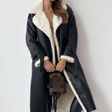 Autumn And Winter New Pairs Of Stand Collar Lapel Coat Maillard Wear Composite Leather Plush - Nioor