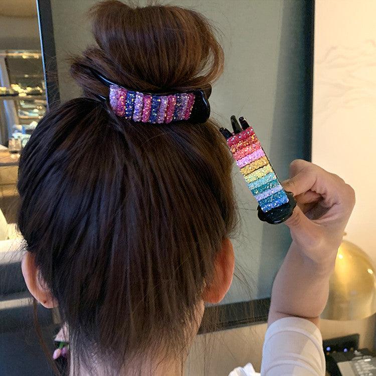 Girl Skittles Barrettes Back Head Grip Bun Hair Band Cute Internet Influencer Hairpin - Nioor