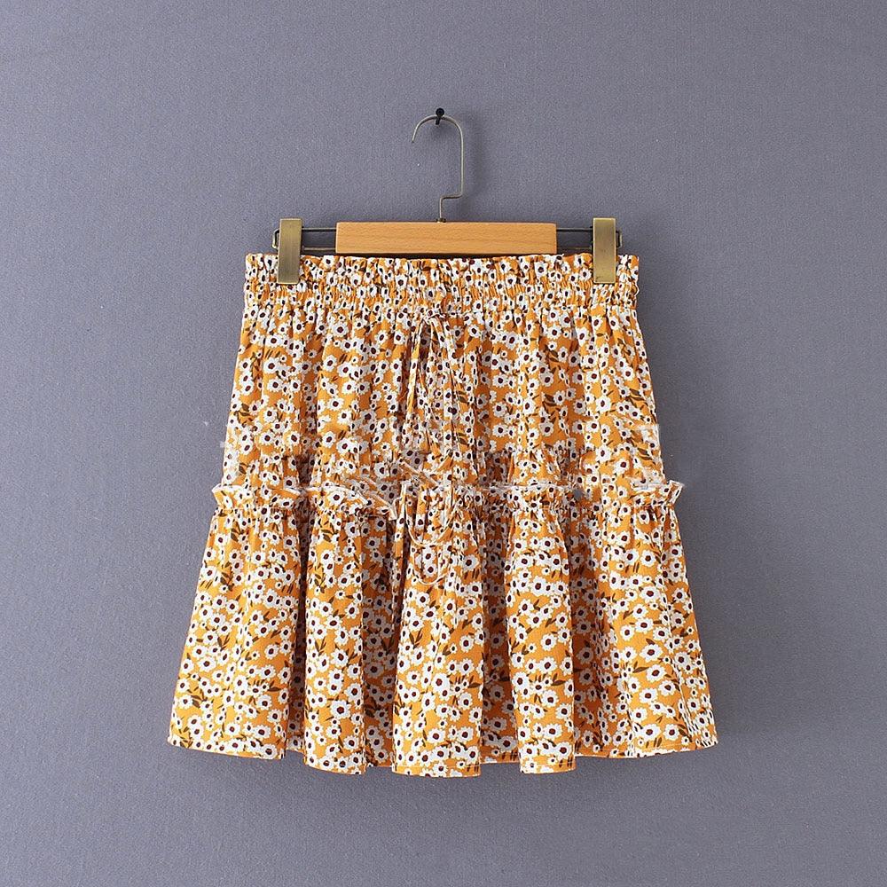 Women's Multi-color Sexy Print Lace Slimming Skirt - Nioor