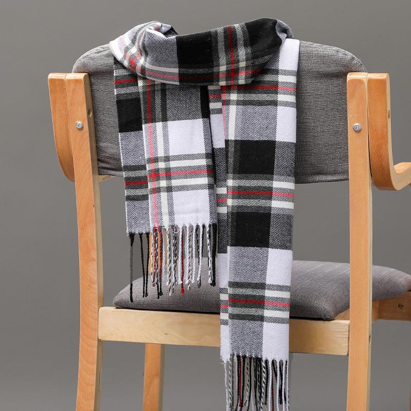 British Plaid Imitation Cashmere Tassels Couple Parent-child Men's Scarf - Nioor