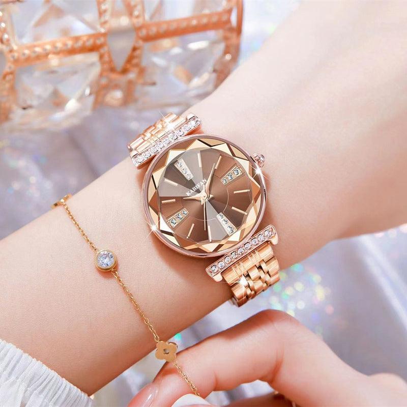 Women's Diamond Mirror Fashion Waterproof Steel Watch - Nioor