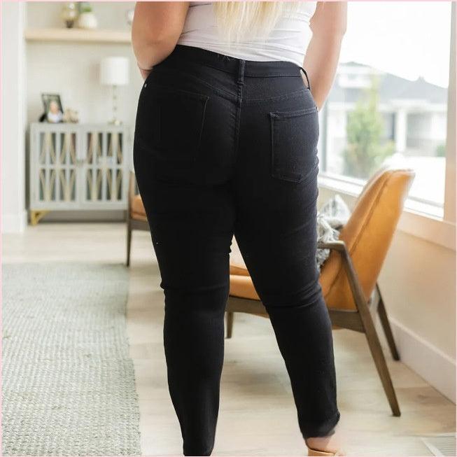 Women's Fashionable Simple High-grinding Elastic Plus Size Jeans - Nioor