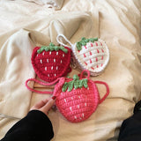 Handmade Knitted Children's Wool Cute Strawberry Crossbody Bag - Nioor