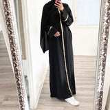 Muslim Women's Wear Robe Stitching Trim Sequins Dress