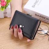 Three Fold Two Hearts Women's Purse Female Student Cute Coin Purse Short Style Multi-card Clip