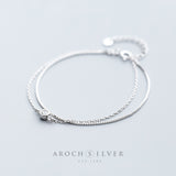 Silver Bracelet Women's Single Diamond Double-layer Fashion Bracelet