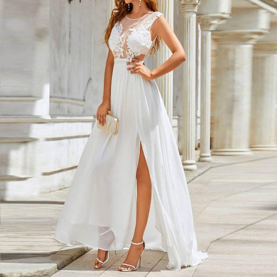 Chiffon Lace Trailing Wedding Large Swing Dress - Nioor