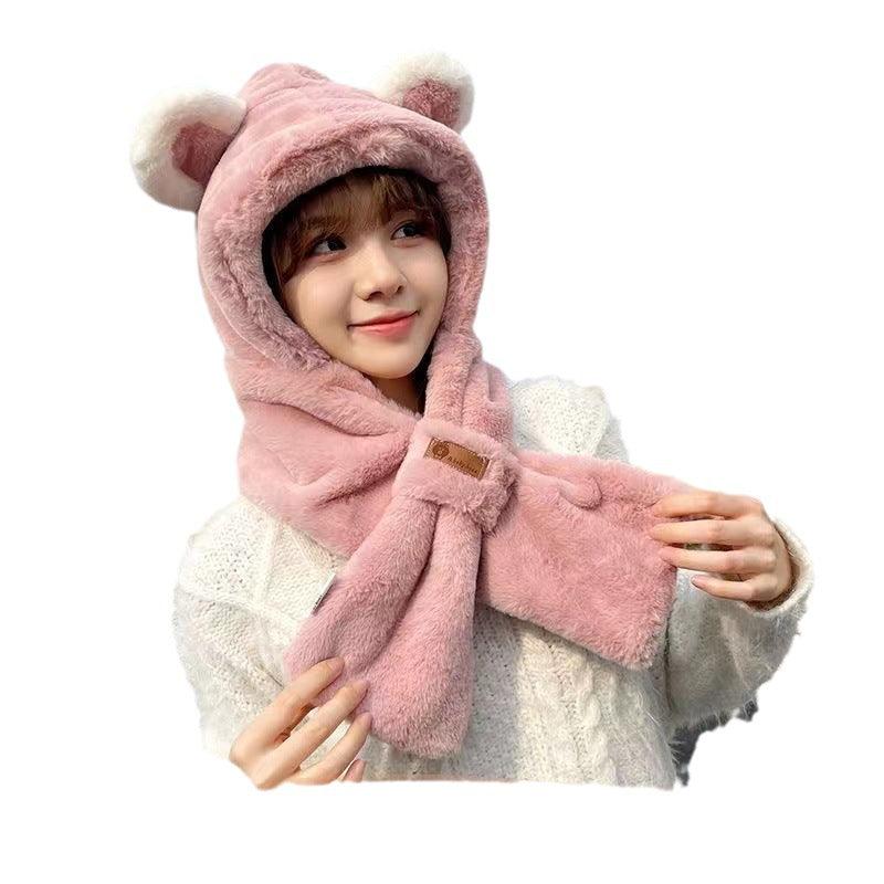 Women's Winter Plush Hat Scarf Thickened Warm - Nioor