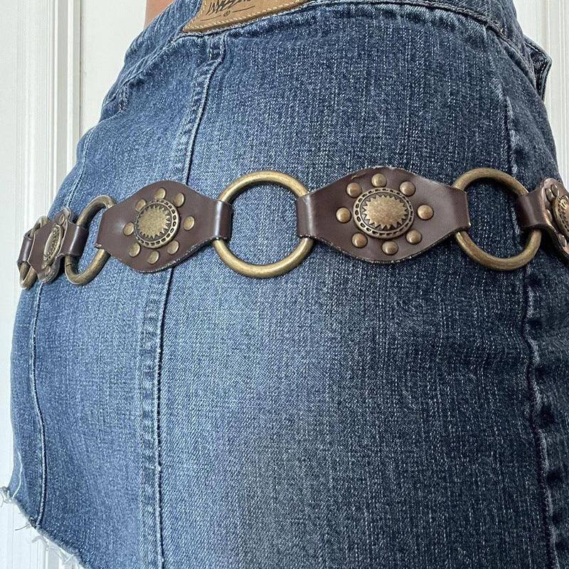 Metal Disc SUNFLOWER Hollow Corns Belt - Nioor