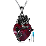 Sterling Silver Heart Rose Urn Necklace for Ashes Cremation Jewelry - Nioor