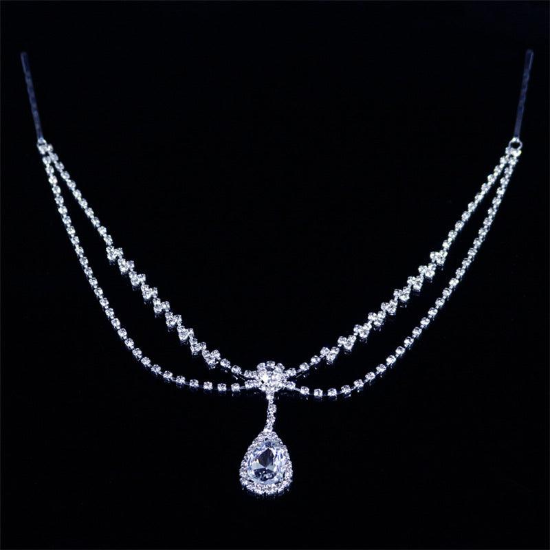 New Rhinestone Headdress Simple Water Drop Forehead Chain Bridal - Nioor