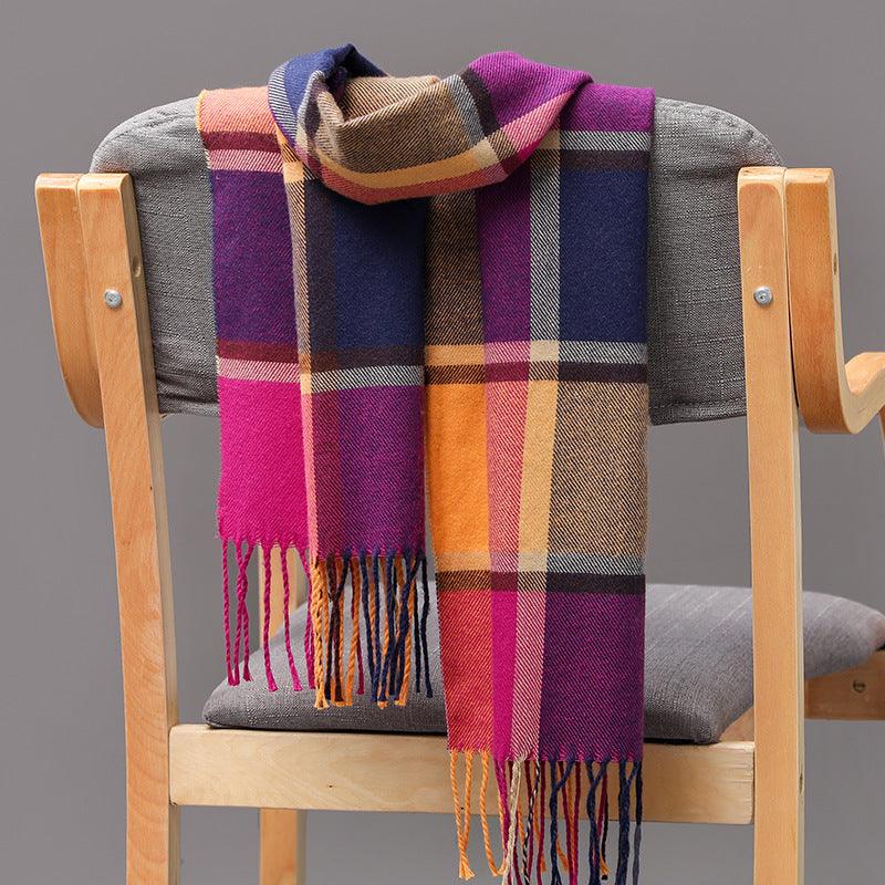 British Plaid Imitation Cashmere Tassels Couple Parent-child Men's Scarf - Nioor