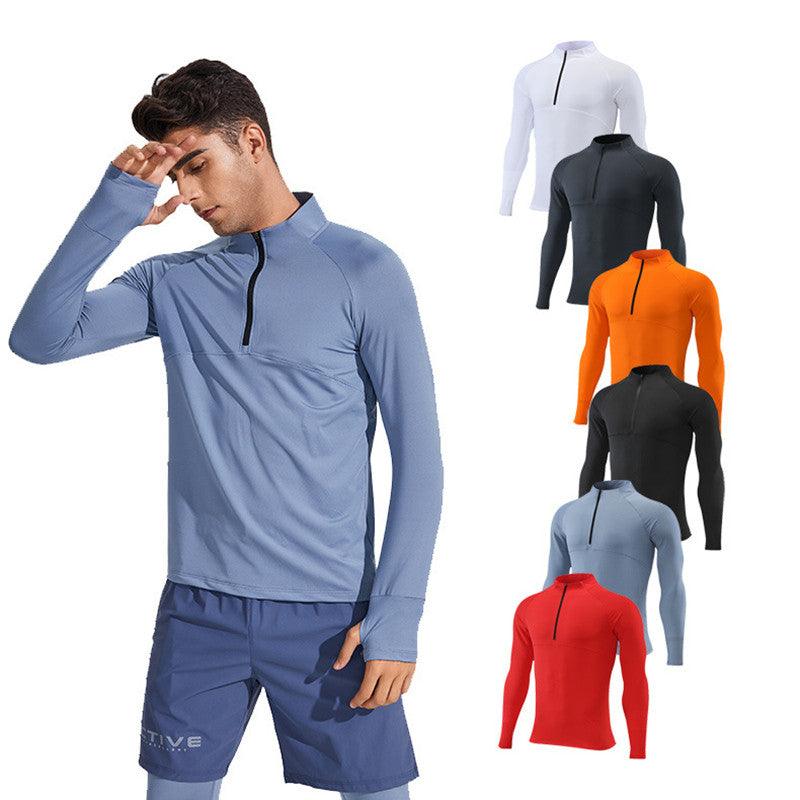 Thin Loose Men's Zipped Stand Collar Sports T-shirt - Nioor