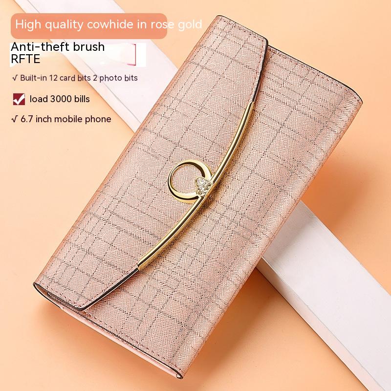 Women's Real Leather Long Large Capacity Wallet Clutch Bag