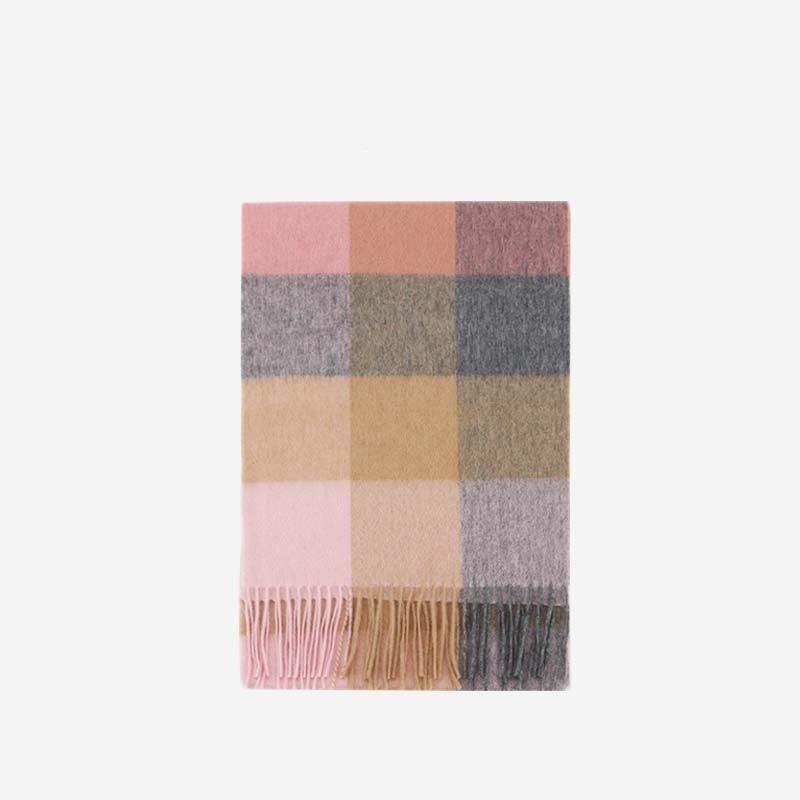 Wool Scarf Winter Popular Women's Men's Thickening Minimalist Plaid - Nioor