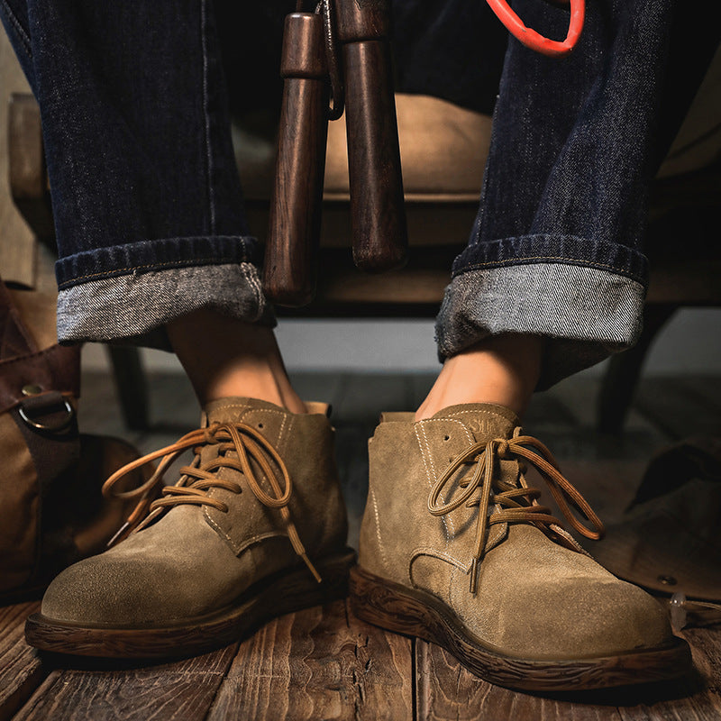 Vintage Versatile British Style Mid-Top Work Boots