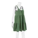 Outdoor Casual Home Spaghetti Straps Sleeveless Short Nightdress - Nioor