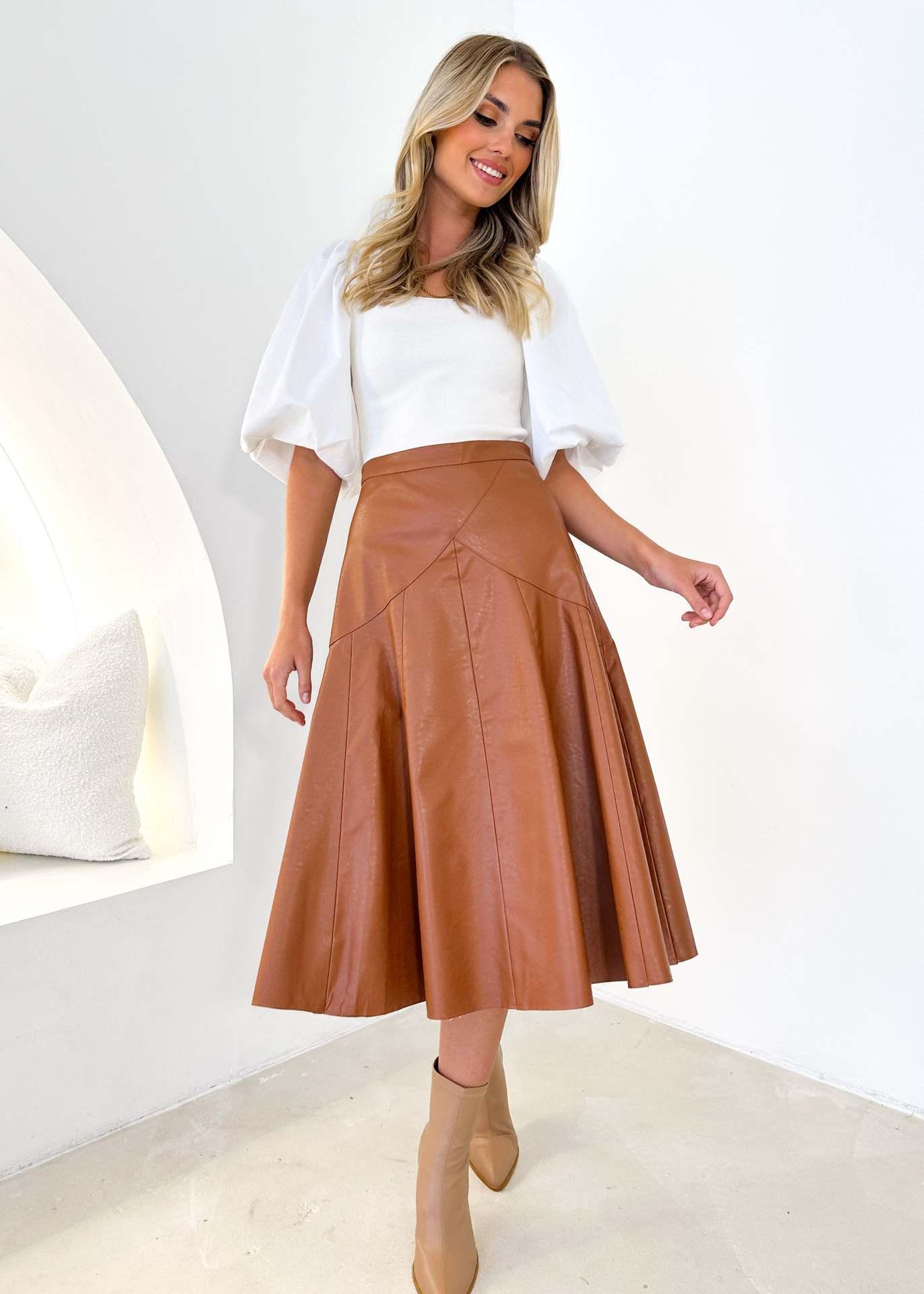 Women's High Waisted Mid Length Pleated Skirt - Nioor