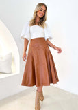 Women's High Waisted Mid Length Pleated Skirt - Nioor