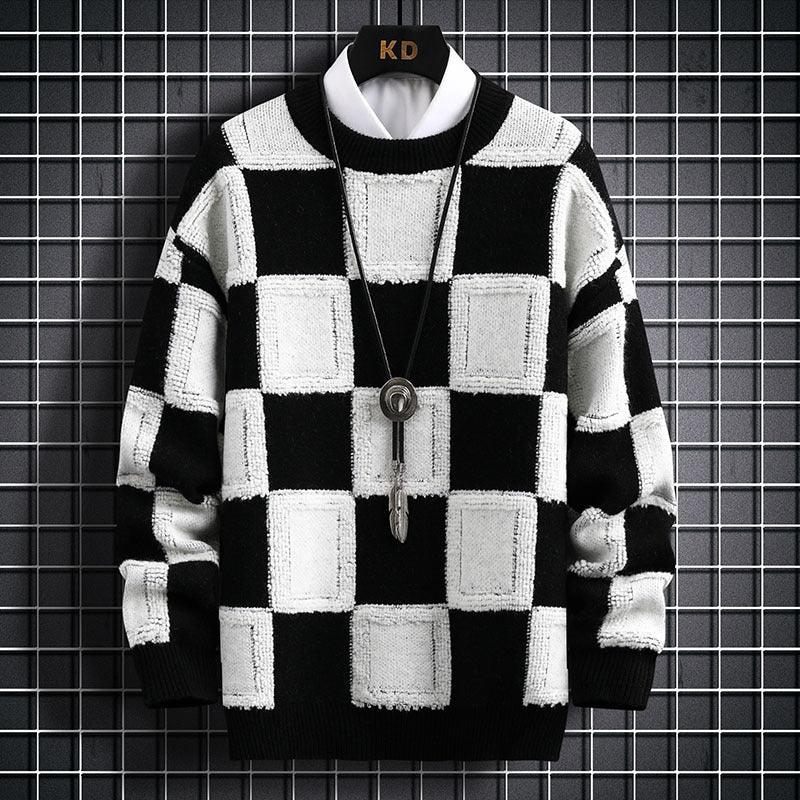 Men's Fashionable Slim-fit Knitted Long-sleeved Round Neck Sweater - Nioor