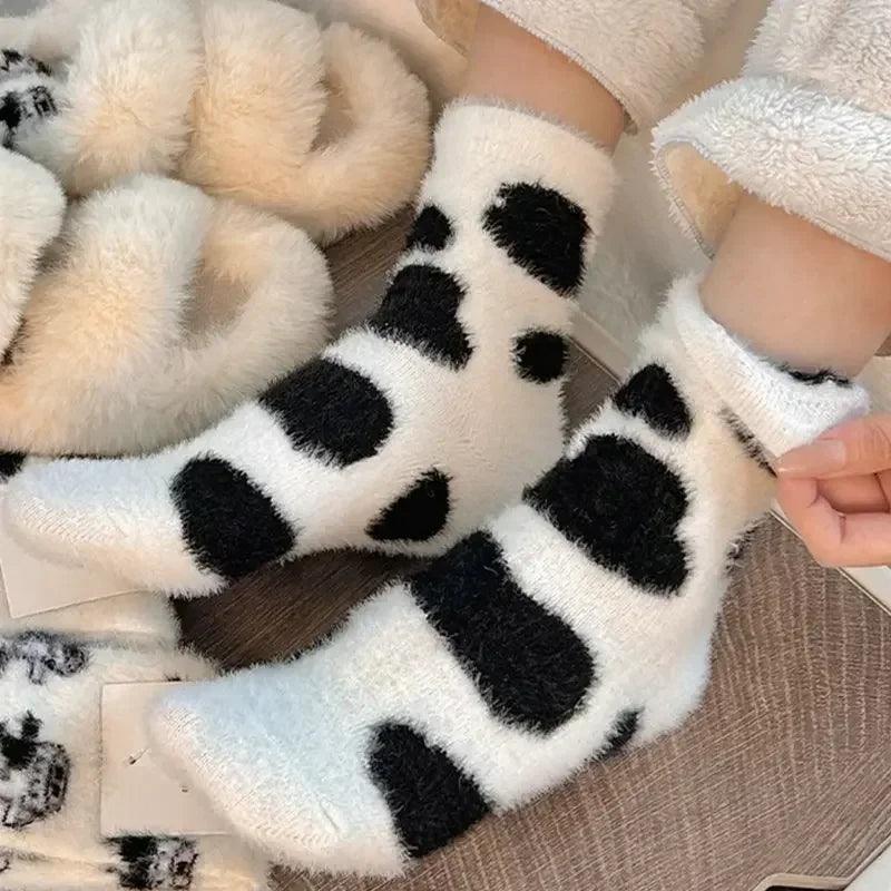 Women's Cow Spot Warm Floor Socks - Nioor