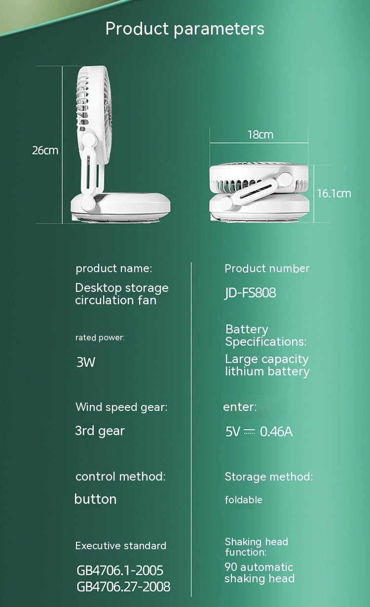 Desktop Desktop Fan Camping Office Telescopic Folding