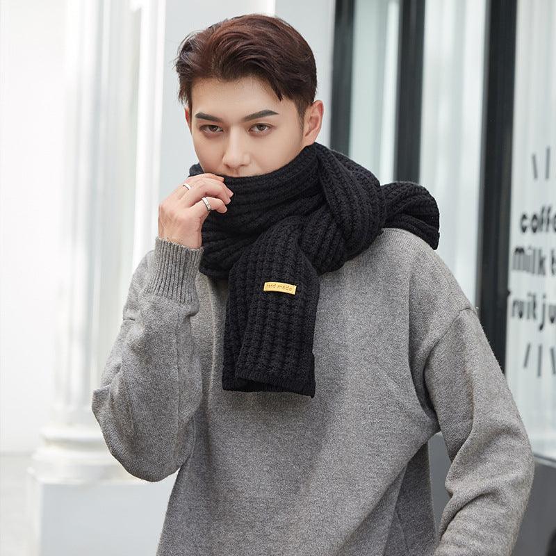 Men's And Women's Solid Colour Woollen Long Warm Knitted Scarf - Nioor