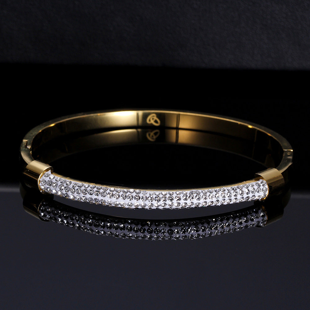 Electroplated 18K Titanium Steel Bracelet Female Diamond Personality