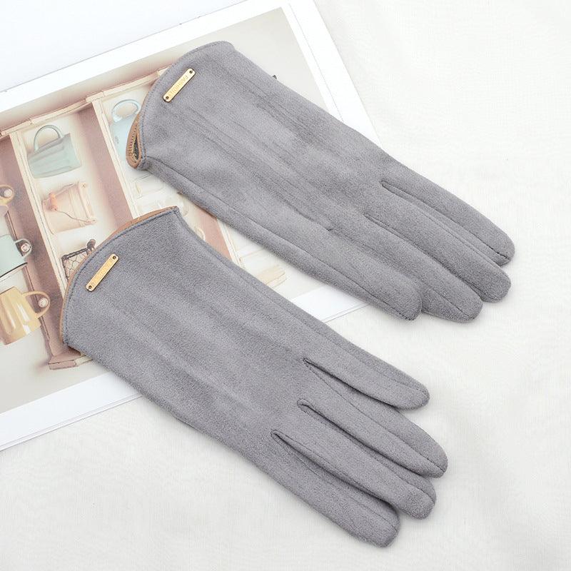 Women's Fleece Suede Gloves Warm And Cold Protection - Nioor