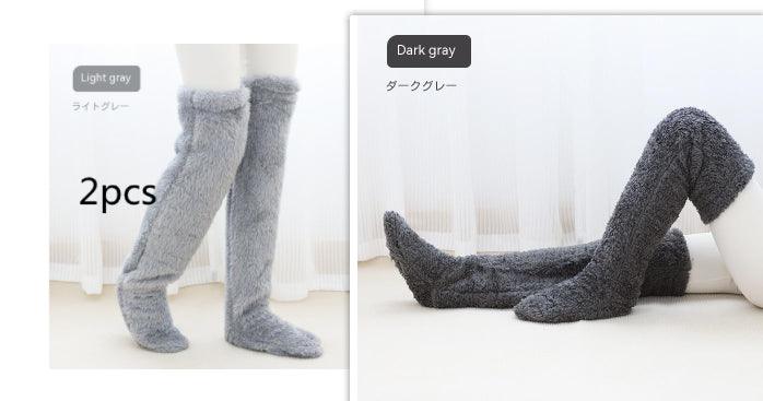 Over Knee High Fuzzy Long Socks Winter Warm Cold Leg Knee Joint Cold-proof Stockings Home Floor Sleeping Socks - Nioor