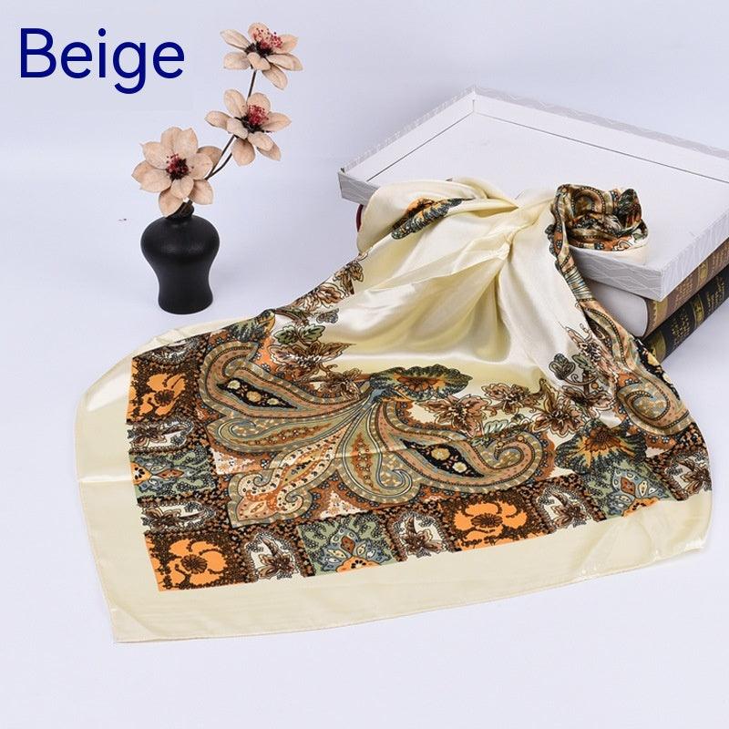 Spring New Versatile Large Kerchief Silk Scarf Classic Retro Printing - Nioor