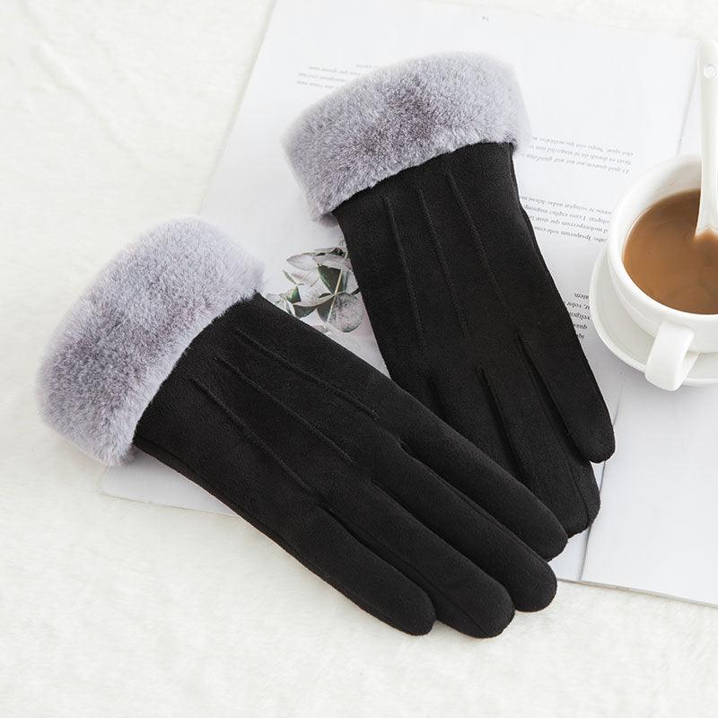 Thermal Gloves N915 Women's Winter Suede Double-layer Velvet Thickened - Nioor