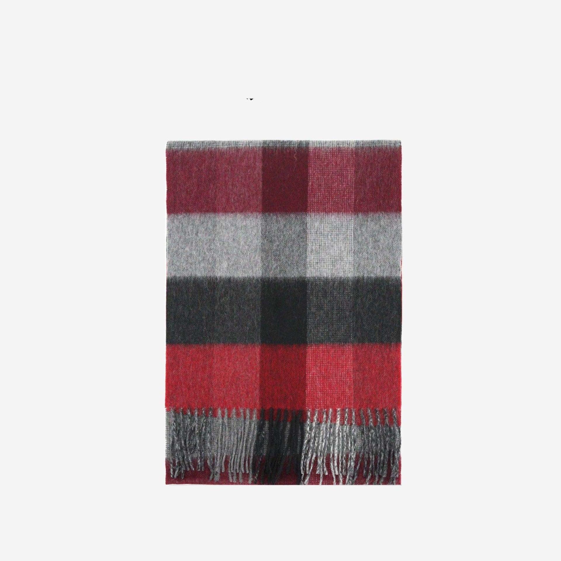 Wool Scarf Winter Popular Women's Men's Thickening Minimalist Plaid - Nioor