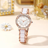 Women's Fashion Simple Ceramic Strap Butterfly Buckle Quartz Watch - Nioor