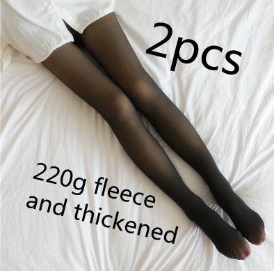 Fake Translucent Plus Size Leggings Fleece Lined Tights Fall And Winter Warm Fleece Pantyhose Women Fleece Lined Pantyhose Thermal Winter Tights - Nioor