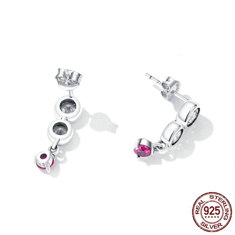 Sterling Silver S925 Simple Colorful Earrings - Nioor